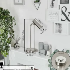 hofstein Lampes À Poser|Lampe de table Dalheim LED Nickel mat, 1 lumière