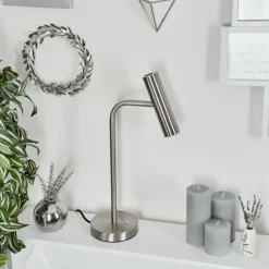 hofstein Lampes À Poser|Lampe de table Dalheim LED Nickel mat, 1 lumière