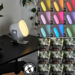 Lampe de table Ledo Argenté, 1 lumière, Changeur de couleurs