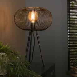 hofstein Lampes À Poser|Lampe de table Vagney Nickel mat, Noir, 1 lumière