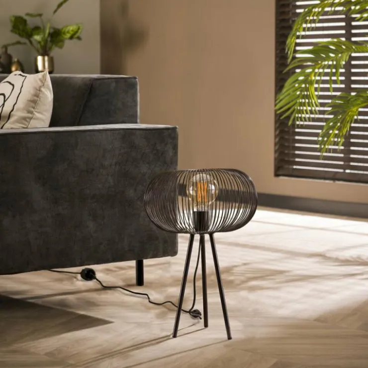 hofstein Lampes À Poser|Lampe de table Vagney Nickel mat, Noir, 1 lumière