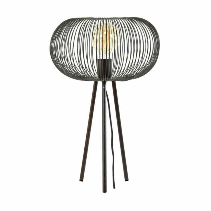 hofstein Lampes À Poser|Lampe de table Vagney Nickel mat, Noir, 1 lumière