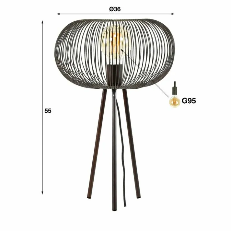 hofstein Lampes À Poser|Lampe de table Vagney Nickel mat, Noir, 1 lumière