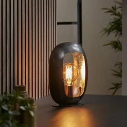 hofstein Lampes À Poser|Lampe de table Arch Nickel mat, Noir, 1 lumière