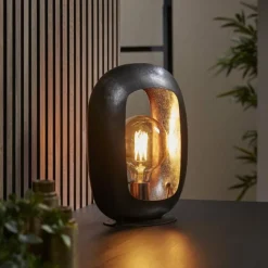 hofstein Lampes À Poser|Lampe de table Arch Nickel mat, Noir, 1 lumière