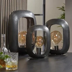 hofstein Lampes À Poser|Lampe de table Arch Nickel mat, Noir, 1 lumière