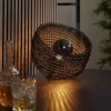 hofstein Lampes À Poser|Lampe de table Coil Brun foncé, Nickel mat, 1 lumière