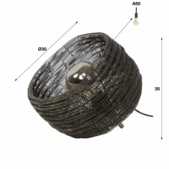 hofstein Lampes À Poser|Lampe de table Coil Brun foncé, Nickel mat, 1 lumière