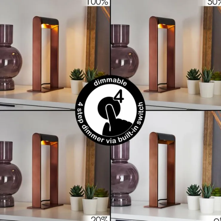 hofstein Lampes À Poser|Lampe de table Denhigh LED Cuivre, Noir, 1 lumière