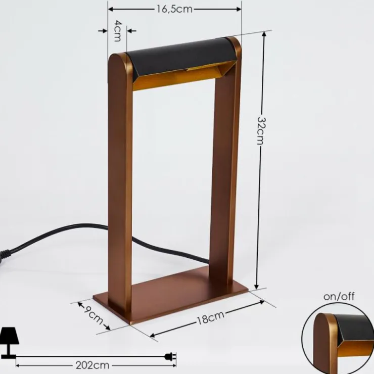 hofstein Lampes À Poser|Lampe de table Denhigh LED Cuivre, Noir, 1 lumière
