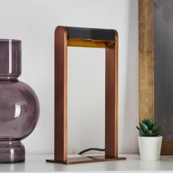 hofstein Lampes À Poser|Lampe de table Denhigh LED Cuivre, Noir, 1 lumière