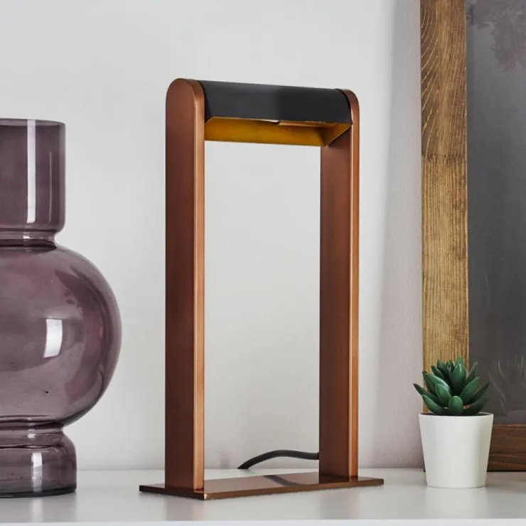 hofstein Lampes À Poser|Lampe de table Denhigh LED Cuivre, Noir, 1 lumière