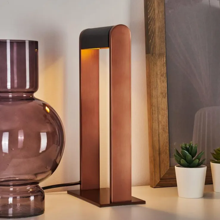 hofstein Lampes À Poser|Lampe de table Denhigh LED Cuivre, Noir, 1 lumière
