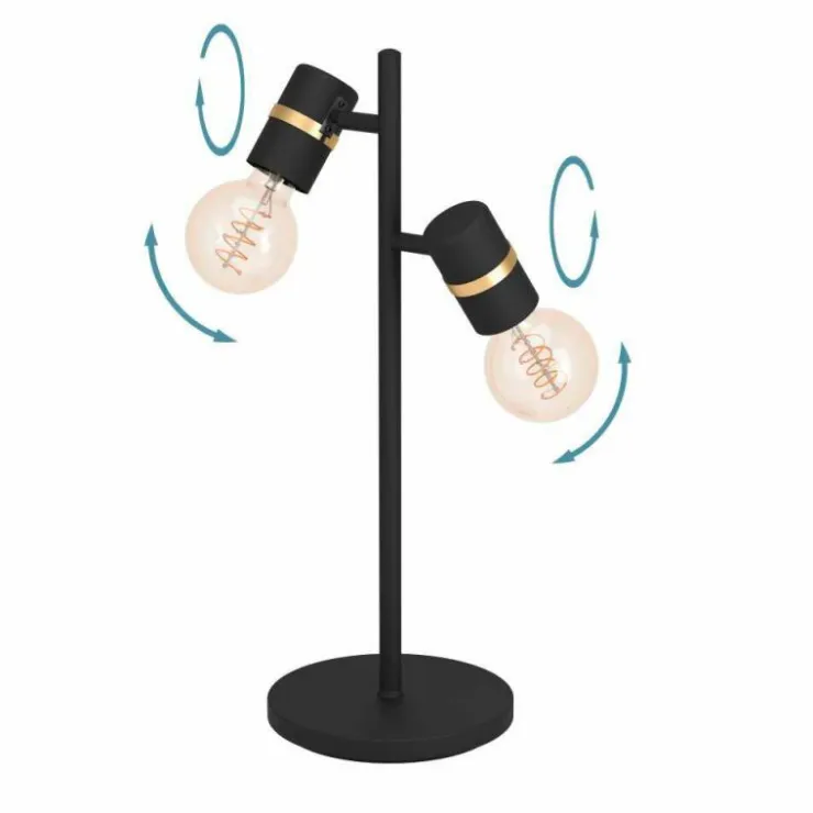 Luminaires Eglo Lampes À Poser|Lampe de table Eglo LURONE Laiton, Noir, 2 lumières