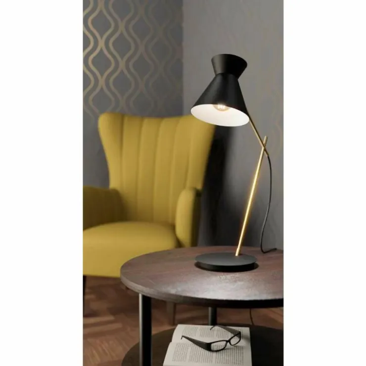 Luminaires Eglo Lampes À Poser|Lampe de table Eglo-Leuchten AMEZAGA Laiton, Noir, 1 lumière