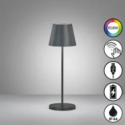 FHL easy Éclairage Led|Lampe de table Cosenza 2.0 LED Noir, 1 lumière, Changeur de couleurs