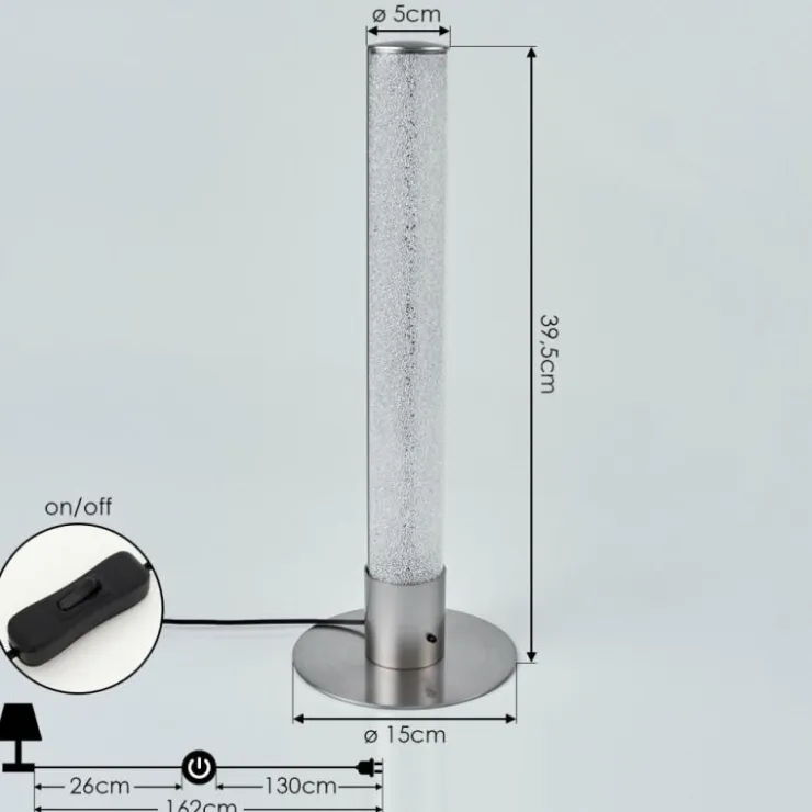 hofstein Lampes À Poser|Lampe de table Flaut LED Nickel mat, 1 lumière, Télécommandes, Changeur de couleurs