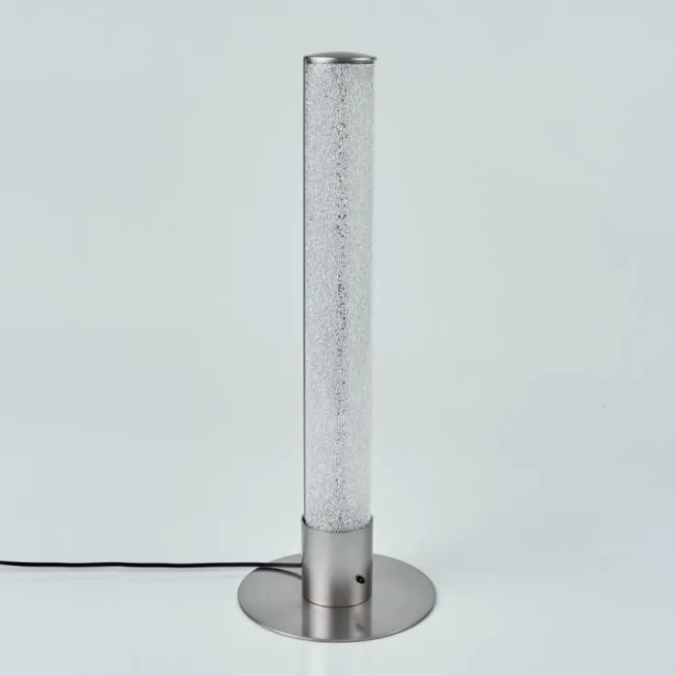 hofstein Lampes À Poser|Lampe de table Flaut LED Nickel mat, 1 lumière, Télécommandes, Changeur de couleurs