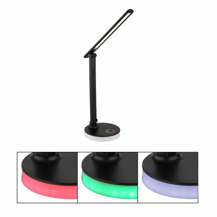 Luminaires Globo Lighting Éclairage Led|Lampe de table Globo GERALDO LED Noir, 1 lumière, Changeur de couleurs