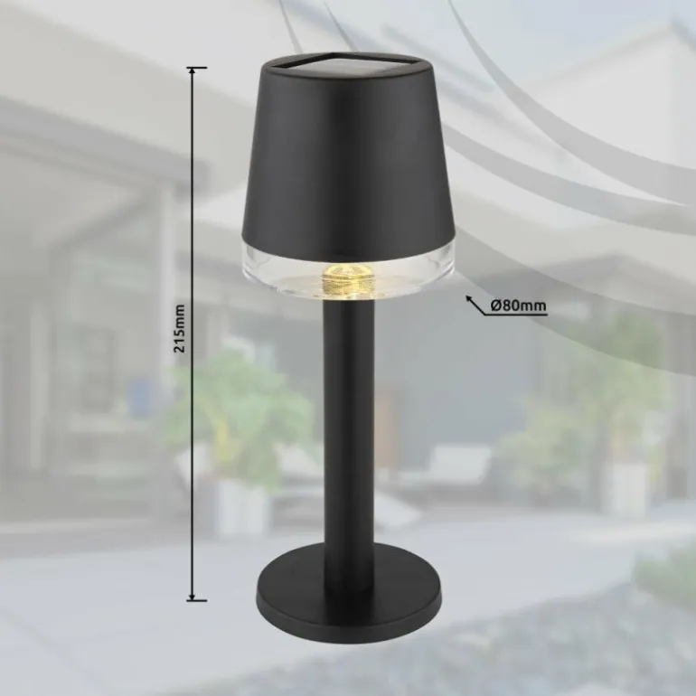 Lampe de table Globo SOLAR LED Noir, Transparent, 1 lumière