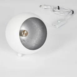 hofstein Lampes À Poser|Lampe de table Hajo Argenté, Blanc, 1 lumière