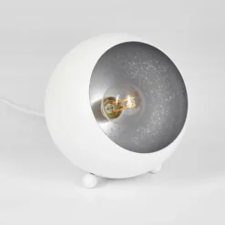 hofstein Lampes À Poser|Lampe de table Hajo Argenté, Blanc, 1 lumière