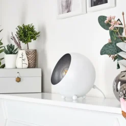 hofstein Lampes À Poser|Lampe de table Hajo Argenté, Blanc, 1 lumière