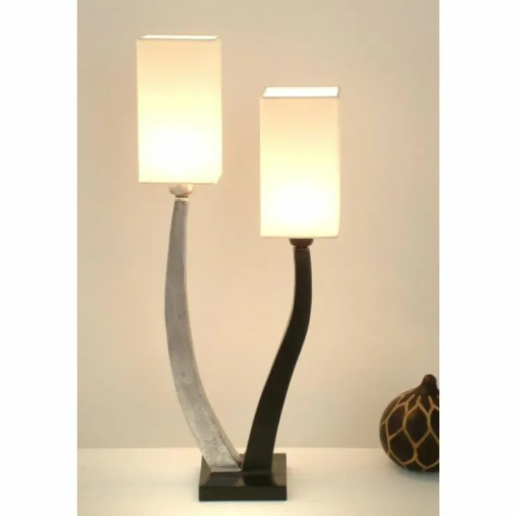 Luminaires Holländer Lampes À Poser|Lampe de table Holländer QUADRANGOLARE Noir, Argenté, 2 lumières
