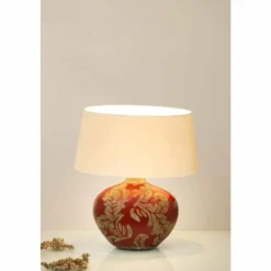 Luminaires Holländer Lampes À Poser|Lampe de table Holländer TOULOUSE OVAL Beige, Rouge, 1 lumière