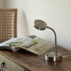 Luminaires Leuchten Direkt Éclairage Led|Lampe de table Leuchten-Direkt HENSKEN LED Acier brossé, 1 lumière