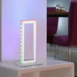 Luminaires Leuchten Direkt Lampes À Poser|Lampe de table Leuchten-Direkt FELIX60 LED Acier brossé, 2 lumières, Télécommandes, Changeur de couleurs