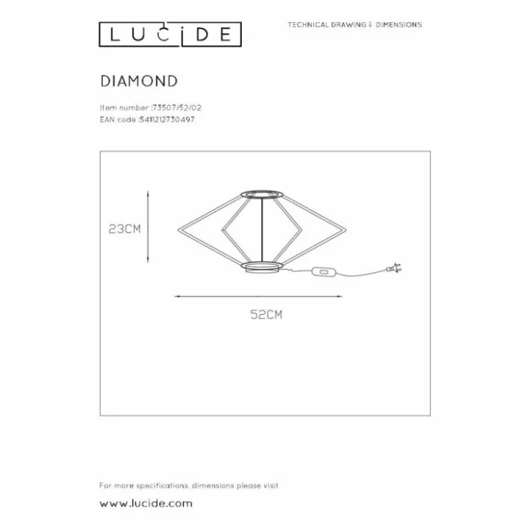 Luminaires Lucide Lampes À Poser|Lampe de table Lucide DIAMOND Laiton, 1 lumière