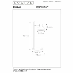 Luminaires Lucide Lampes À Poser|Lampe de table Lucide SENSAS Noir, 1 lumière