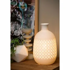 Luminaires Lucide Lampes À Poser|Lampe de table Lucide TIESSE Blanc, 1 lumière