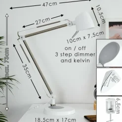 hofstein Lampes À Poser|Lampe de table Mildura LED Blanc, 1 lumière