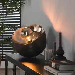 hofstein Lampes À Poser|Lampe de table Mirror Nickel mat, Noir, 1 lumière