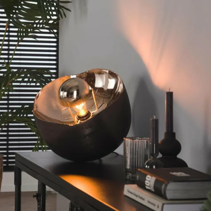 hofstein Lampes À Poser|Lampe de table Mirror Nickel mat, Noir, 1 lumière