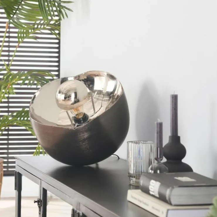 hofstein Lampes À Poser|Lampe de table Mirror Nickel mat, Noir, 1 lumière