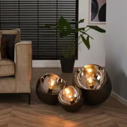 hofstein Lampes À Poser|Lampe de table Mirror Nickel mat, Noir, 1 lumière