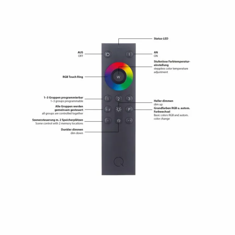 Lampe de table Paul Neuhaus Q-HANNES LED Argenté, 1 lumière, Télécommandes