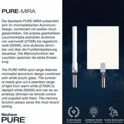 Luminaires Paul Neuhaus Éclairage Led|Lampe de table Paul Neuhaus PURE-MIRA LED Aluminium, 1 lumière, Télécommandes