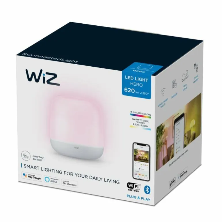Lampe de table Philips WiZ Hero LED Blanc, 1 lumière, Télécommandes, Changeur de couleurs