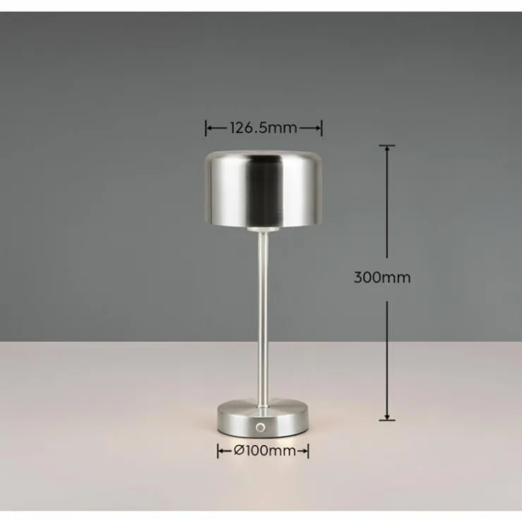 Luminaires Reality Éclairage Led|Lampe de table Reality JEFF LED Nickel mat, 1 lumière