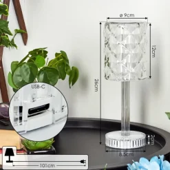 hofstein Lampes À Poser|Lampe de table Toire LED Transparent, Blanc, 1 lumière