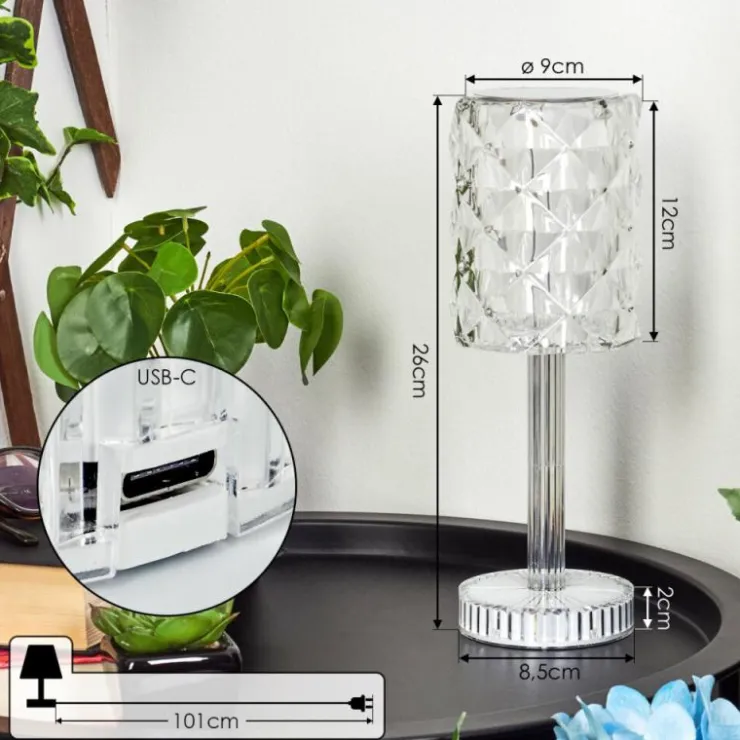 hofstein Lampes À Poser|Lampe de table Toire LED Transparent, Blanc, 1 lumière