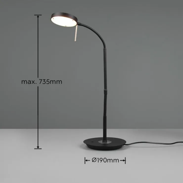 Luminaires Trio Éclairage Led|Lampe de table Trio-Leuchten Monza LED Noir, 1 lumière