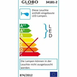 Lampe d'extérieur Globo RINAH LED Gris, 2 lumières