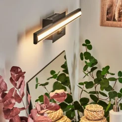 hofstein Appliques|lampe miroir Aspers LED Noir, 1 lumière