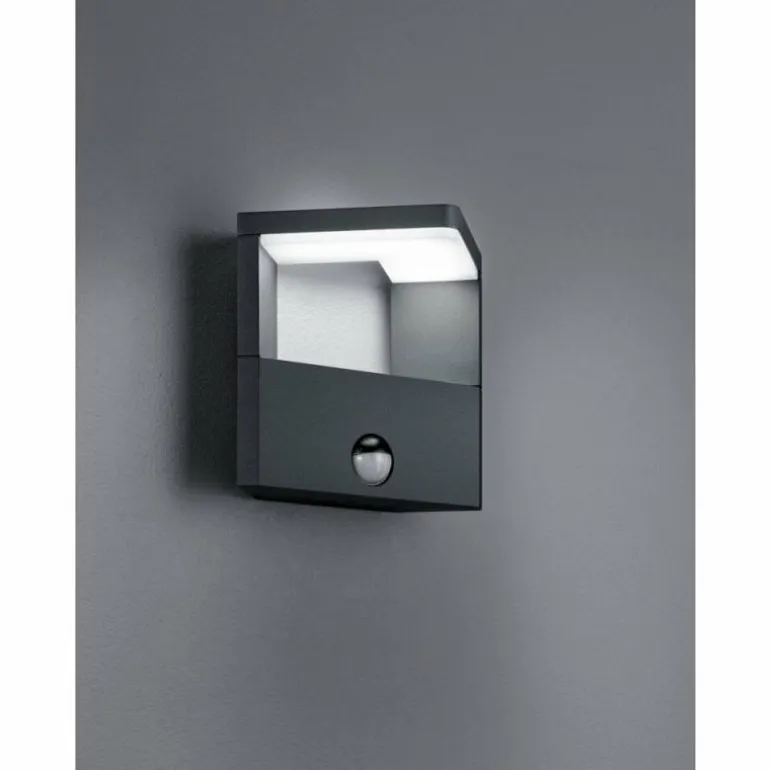 Lampe murale d'extérieur Trio Ganges LED Anthracite, 1 lumière, Détecteur de mouvement