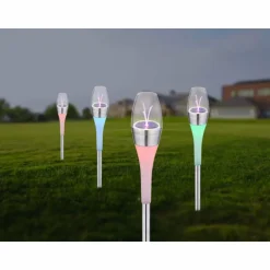 lampe solaire Globo LED Acier inoxydable, 2 lumières, Changeur de couleurs